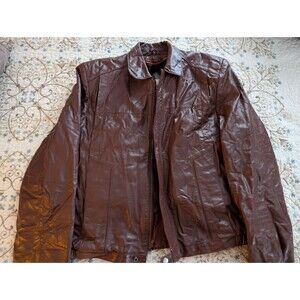 Berman's Leather Bomber Jacket Brown Men's Size 44  Removable Fur Liner Vtg